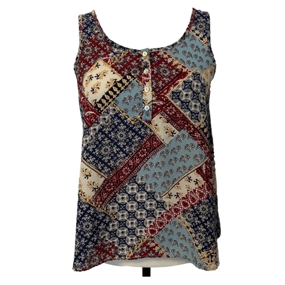 Pink Rose Tank Top Patchwork Design Size Small